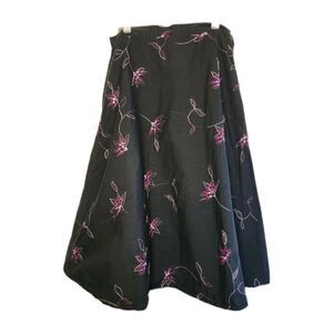 2Hip By Wrapper Junior Sz 14 Y2k Inspired Midi Skirt Black With Purple Flowers